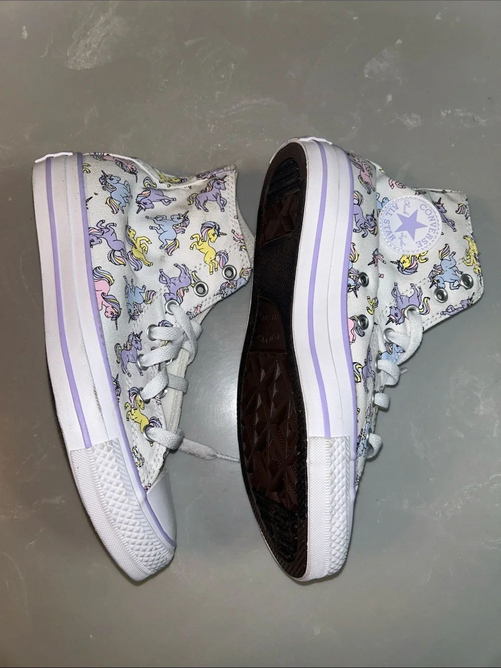 Converse Kids Unicorn Print High Top Sneakers in White and Pastel
